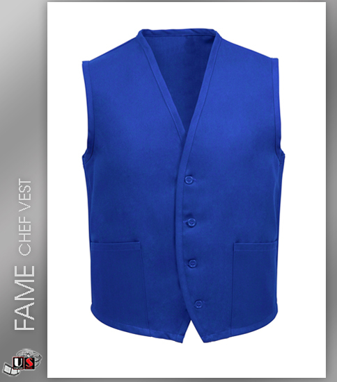FAME Chef Unisex 2 Pocket Vest - Royal Blue - Click Image to Close