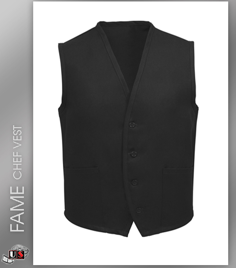 FAME Chef Unisex 2 Pocket Vest - Black - Click Image to Close
