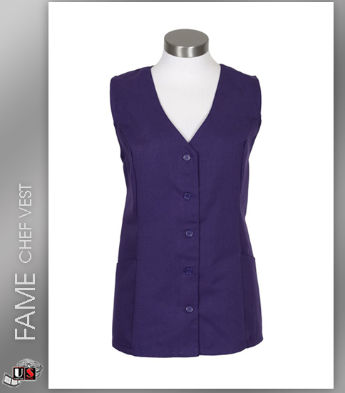 FAME Chef 2 Pocket Female Tunic Vest - Purple - Click Image to Close