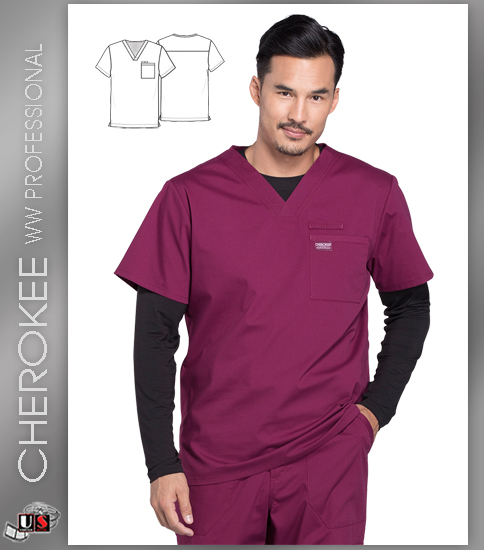 Cherokee Workwear Professionals Men's V-Neck Top - Click Image to Close