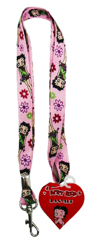 36" Betty Boop Lanyard Pink w/ Metal Clip - Click Image to Close
