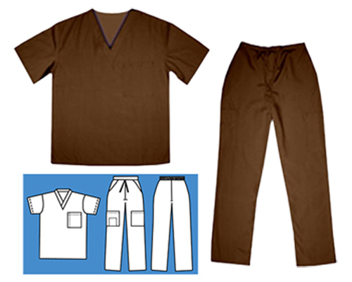 Cargo Pant & Scrub Top Set - Chocolate - Click Image to Close