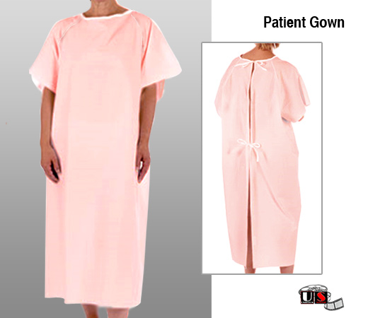 Patient Gown - Pink - Click Image to Close