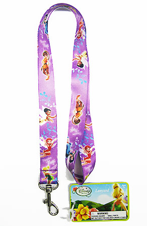 36" Tinkerbell Lanyard w/ Metal Clip Purple - Click Image to Close