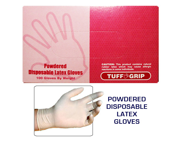 Tuff Grip Powdered Disposable Latex Gloves - Click Image to Close
